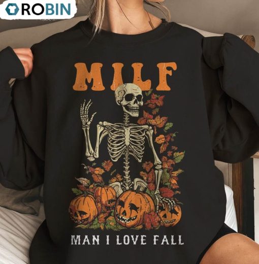 Man I Love Fall Funny Shirt, Halloween Short Sleeve Crewneck