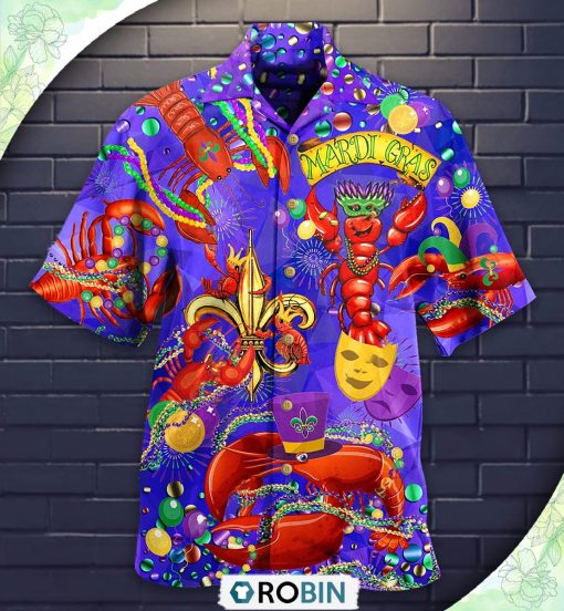 Mardi Gras Shrimp Love Animals Casual Button-Down Shirt