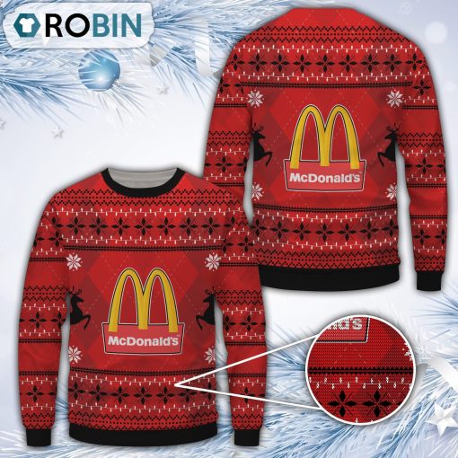 Mcdonald’s  Merry Christmas All Over Print Ugly Sweater
