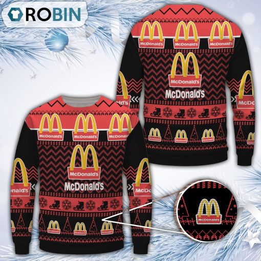Mcdonald’s Merry Christmas All Over Print Ugly Sweater Uniform