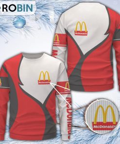 Mcdonald’s Red And White Merry Christmas All Over Print Ugly Sweater