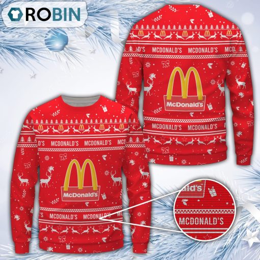 Mcdonald’s Red Merry Christmas All Over Print Ugly Sweater