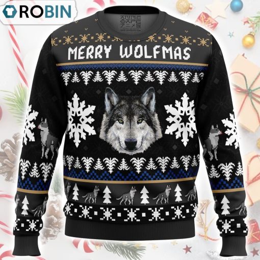 Merry Wolfmas Wolf Ugly Christmas Sweater