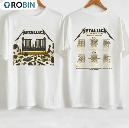 Metallica World Tour 2023 Shirt, Metallica Rock Band Unisex T-shirt Crewneck