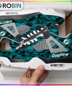 Miami Dolphins Camouflage Personalized Air Jordan 4 Sneaker