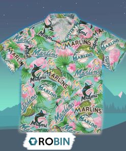 Miami Marlins Hibiscus Hawaiian Shirt, 3D Printed Aloha Shirt