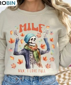 Milf Fall Cute Shirt, Man I Love Fall Skeleton Tee Tops Short Sleeve
