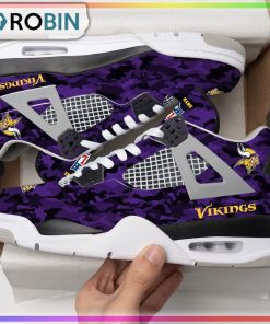 Minnesota Vikings Camouflage Personalized Air Jordan 4 Sneaker