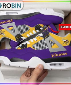 Minnesota Vikings Personalized Air Jordan 4 Sneakers