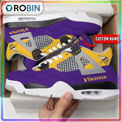 Minnesota Vikings Personalized Air Jordan 4 Sneakers