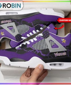 Minnesota Vikings Thunder NFL Personalized Air Jordan 4 Sneaker