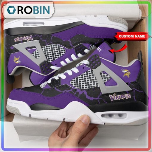 Minnesota Vikings Thunder NFL Personalized Air Jordan 4 Sneaker