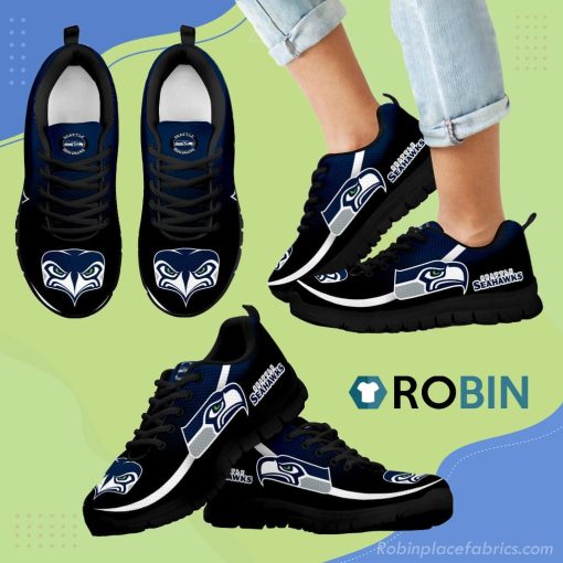Mystery Straight Line Up Seattle Seahawks Breathable Running Sneaker