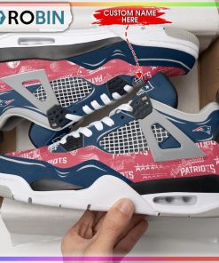 New England Patriots Pattern Personalized Air Jordan 4 Sneaker