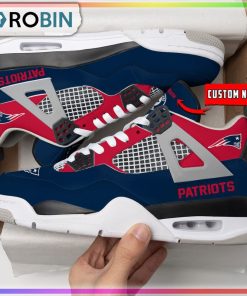 New England Patriots Personalized Air Jordan 4 Sneakers