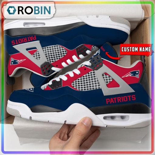 New England Patriots Personalized Air Jordan 4 Sneakers