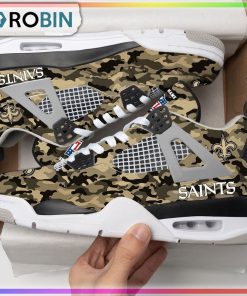 New Orleans Saints Camouflage Personalized Air Jordan 4 Sneaker