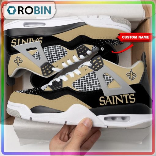 New Orleans Saints Personalized Air Jordan 4 Sneaker