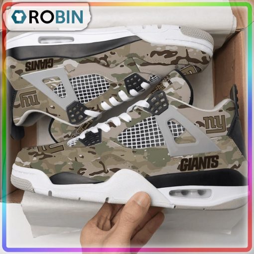 New York Giants Camo Personalized Air Jordan 4 Sneakers
