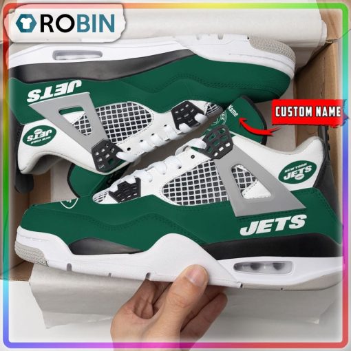 New York Jets Personalized Air Jordan 4 Sneaker