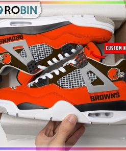 NFL Cleveland Browns Personalized Air Jordan 4 Sneaker