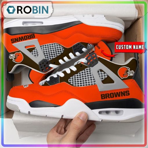 NFL Cleveland Browns Personalized Air Jordan 4 Sneaker