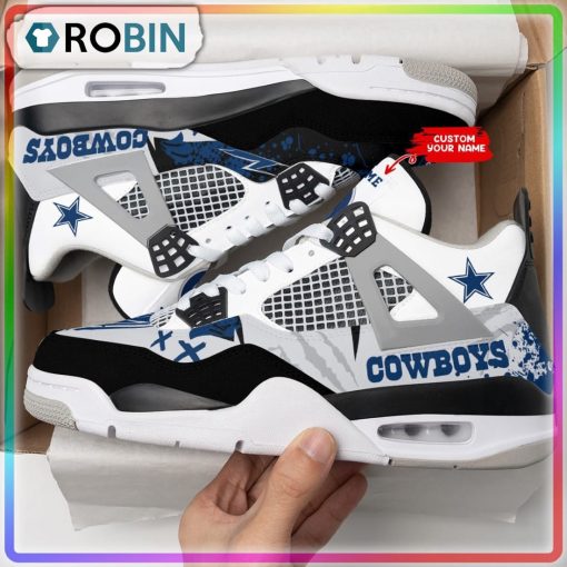 NFL Dallas Cowboys Ink Splash NFL Personalized Air Jordan 4 Sneaker