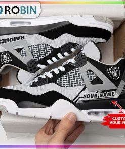 NFL Las Vegas Raiders Logo Football Personalized Air Jordan 4 Sneaker