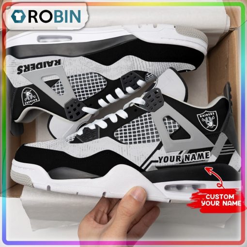 NFL Las Vegas Raiders Logo Football Personalized Air Jordan 4 Sneaker