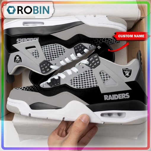 NFL Las Vegas Raiders Logo Personalized Air Jordan 4 Sneaker