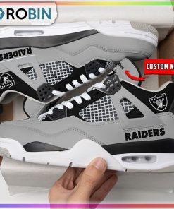 NFL Las Vegas Raiders Personalized Air Jordan 4 Sneaker