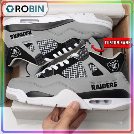NFL Las Vegas Raiders Personalized Air Jordan 4 Sneaker