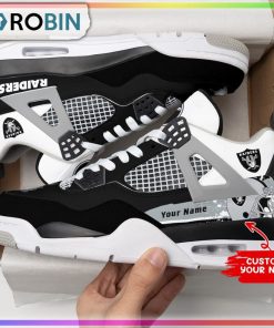 NFL Las Vegas Raiders Splash Personalized Air Jordan 4 Sneaker