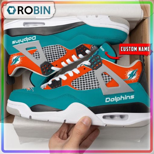 NFL Miami Dolphins Personalized Air Jordan 4 Sneaker
