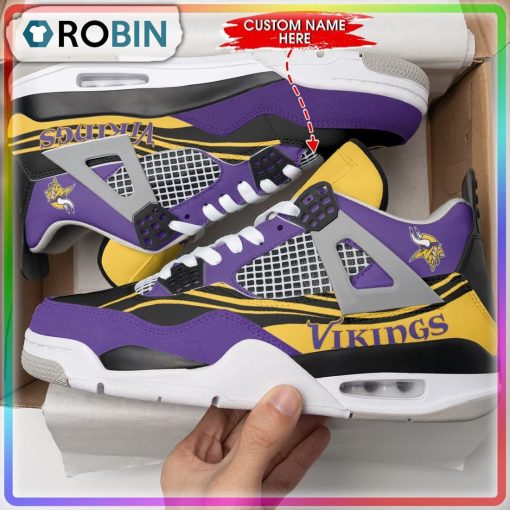 NFL Minnesota Vikings Football Logo Personalized Air Jordan 4 Sneaker