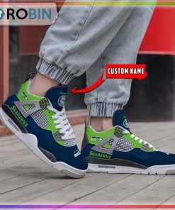 NFL Seattle Seahawks Logo Personalized Air Jordan 4 Sneaker NFL Seattle Seahawks Logo Personalized Air Jordan 4 Sneaker