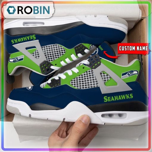 NFL Seattle Seahawks Logo Personalized Air Jordan 4 Sneaker