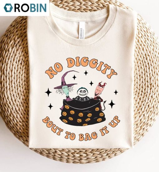 No Diggity Bout To Bag It Up Cute Shirt, Funny Halloween Crewneck Tee Tops