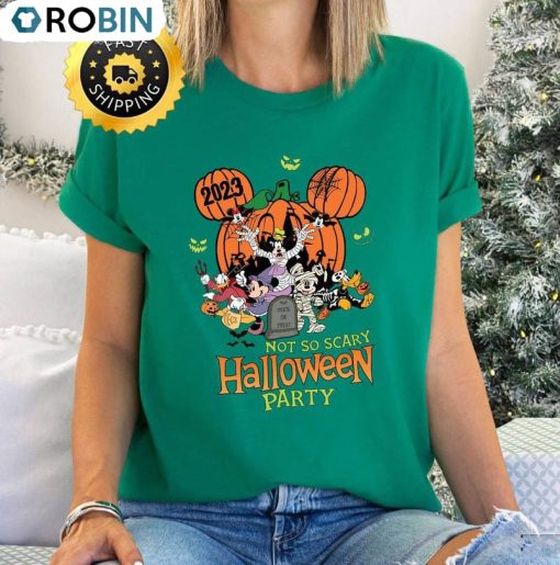 Not So Scary Halloween Party Mickey Shirt , Disney Halloween Hoodie Long Sleeve