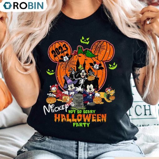 Not So Scary Halloween Party Shirt, Mickey And Minnie Hoodie Short Sleeve