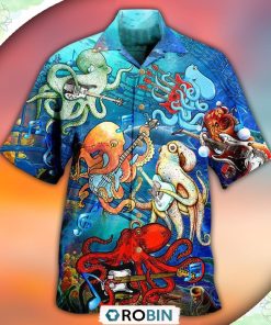 Octopus Rocktopus Happy Casual Button-Down Shirt
