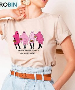 On Wednesday We Wear Pink Ghost Funny Shirt, Dancing Ghosts Unisex Shirt