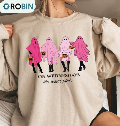 On Wednesday We Wear Pink Ghost Funny Shirt, Dancing Ghosts Unisex Shirt
