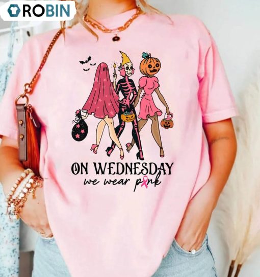 On Wednesday We Wear Pink Ghost Halloween Shirt, Girls Matching Outfits Hoodie Tee Tops