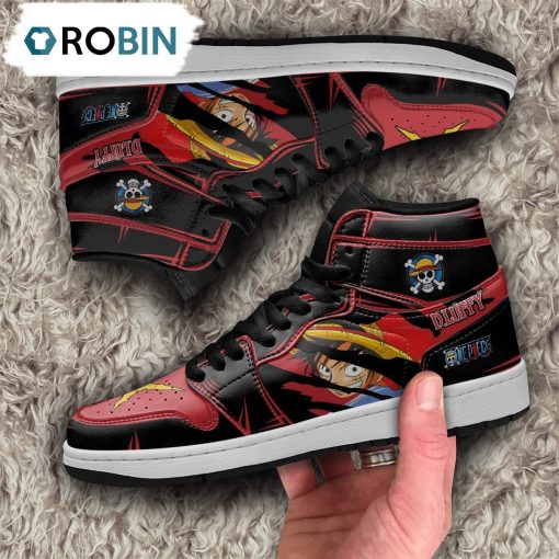 One Piece Monkey D. Luffy Jordan 1 High Sneakers, Custom Anime Shoes