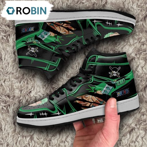 One Piece Roronoa Zoro Jordan 1 High Sneakers, Custom Anime Shoes
