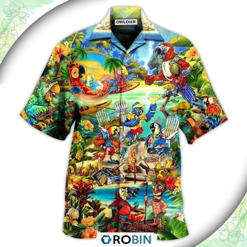 Parrot Party Of Parrots In Hawaii Casual Button-Down Shirt