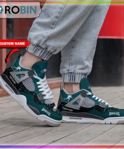 Philadelphia Eagles Hexagon Design Personalized Air Jordan 4 Sneaker