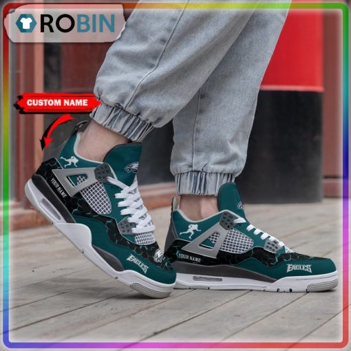 Philadelphia Eagles Hexagon Design Personalized Air Jordan 4 Sneaker