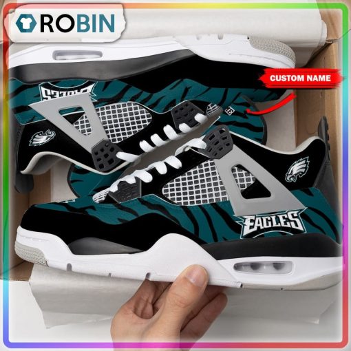 Philadelphia Eagles Tiger Skin Personalized Air Jordan 4 Sneaker